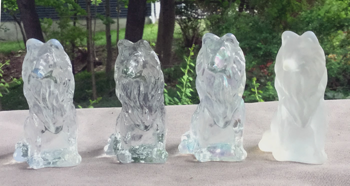 Crystal glass collie variations by Mosser Glass